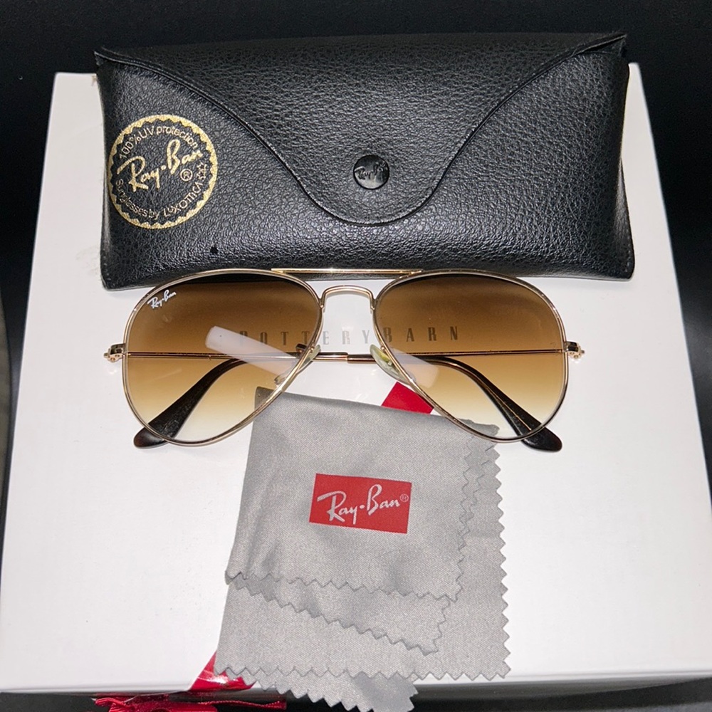 Ray-Ban women’s aviators gradient polished gold light brown